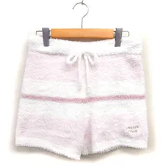 ジェラートピケ gelato pique ルームウェア ショートパンツ もこもこ ボーダー ロゴ刺繍 ドローストリング F ピンク /NT22