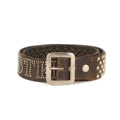 HYSTERIC GLAMOUR ヒステリックグラマー ベルト ブラウン サイズ:M | BALTAZAR スクエアバックル ロゴ スタッズ レザー ベルト | ブランド ファッション アイテム 小物【メンズ】【中古】