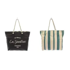 レスポートサック LesportSAC LARGE 2 WAY TOTE トートバッグ リバーシブル ストライプ ナイロン グレー 白 緑 /YM