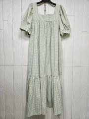 66 スクエアネック チェック柄ワンピース