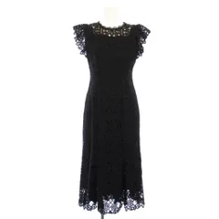 セルフォード CELFORD 22SS レースマーメイドワンピース フレンチスリーブ ミモレ丈 ロング 36 黒 ブラック CWFO222025 /TK