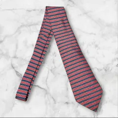 HERMES エルメス ネクタイ シルク フランス製 ストライプ ネイビー 赤