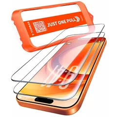 TORRAS フィルム For iPhone 17 Pro ガラスフィルム 航空宇宙ガラス 周り浮きゼロ 9H+硬度 米軍MIL規格 全面保護 10倍強化 極細ベゼル対応 ラウンドエッジ 超簡単貼り付け ワンプル(Just One Pull) ガイド枠付き 1