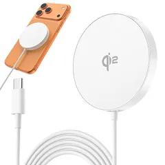 ワイヤレス充電器 【Qi2公式認証 高速充電】MagSafe充電器 15W超高効率 ワイヤレス充電 iPhone 17/16/15/14/13/12/Pixel 10/10a ＆AirPodsに対応 出張・旅行・オフィスに最適 0