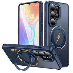 Galaxy S26 Ultra 用 ケース Magsafe対応 ワイヤレス充電 360°回転スタンド 縦横両対応 Gunwon スマホケース ギャラクシー S26 ウルトラ/SC-53G / SCG37 用 米軍規格 耐衝撃 半透明 マット感 マグセーフ 0