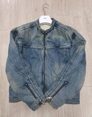 coor フェイディング パデッド バイカー デニム アウター