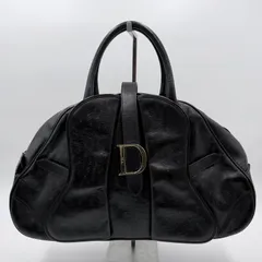 Christian Dior（クリスチャンディオール）ヴィンテージ ハンドバッグ ブラック レザー Dロゴ ゴールド金具