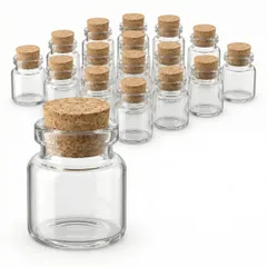 I'm so happy 小瓶 ガラス コルク栓 蓋付き おしゃれ ミニボトル 密閉 保存瓶 小物 小分け 20本セット (5ml) [5ml]