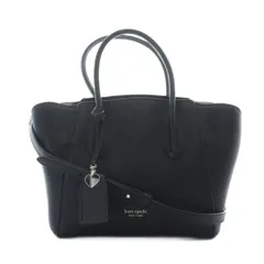 ケイトスペード KATE SPADE 2way ハンドバッグ ショルダー 黒 ブラック チャーム付き シボ加工 無地 /RI ■OS