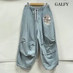 ガルフィー ワイド バルーン デニム イージーパンツ ロゴ 刺繍 ペイント 中型犬 メンズ L ISItems【USED】【古着】【中古】50154555