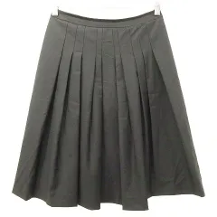 セオリーリュクス theory luxe スカート タック フレア ひざ丈 ウール ナイロン 34 黒 ブラック ■YHS3
