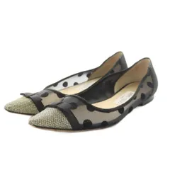 ジミーチュウ JIMMY CHOO ドロシー DOROTHY FLAT パンプス ポインテッドトゥ ドット柄 メッシュ 35 黒 ブラック /AN6