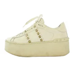 ヴァレンティノ ガラヴァーニ VALENTINO GARAVANI アンタイトルドフラットフォームスニーカー シューズ ローカット 厚底 レザー ロックスタッズ 36 白 ホワイト S3GG8W2 /BB