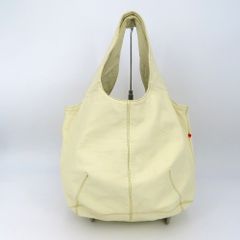 REGALO ナイロントートバッグ アイボリー×レッド 革編み込みハンドル