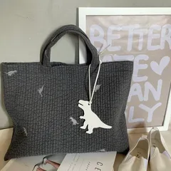 NEW★レッスンバッグ　ダークグレー　恐竜好き　ダイナソー　ヌビバッグ　イブルバッグ　入園入学グッズ　お道具袋　入学準備