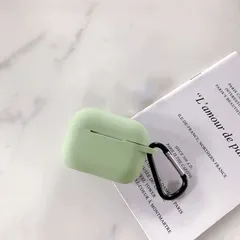 AirPods Pro3ケース 保護カバー シリコン キズ防止 カラビナ付き 抹茶グリーン