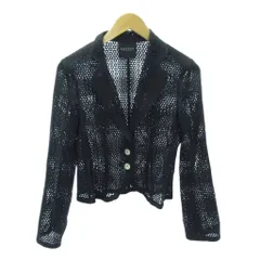 ランバン LANVIN COLLECTION テーラードジャケット パンチング シースルー ショート丈 36 黒 ブラック 1220のサムネイル