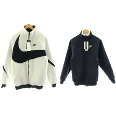 ナイキ NIKE BIG SWOOSH REVERSIBLE BOA JACKET リバーシブル ボアジャケット ブルゾン ジップアップ ロゴ XS 白 ホワイト 紺 ネイビー BQ6546-114 /KU