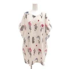 マーブルシュッド marble SUD 美品 ワンピース ひざ丈 白 ホワイト 花柄  ボタニカル柄 ゆったり ドルマンスリーブ Vネック /NL