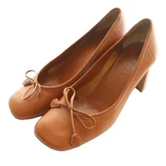 プラダ PRADA レザーパンプス ハイヒール リボン 35 茶 ブラウン /SS ■OS