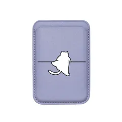 【新品】 [YANS] 【ほっこり猫デザイン×大人かわいい】 MagSafe対応 カードケース 猫シルエットデザイン PUレザー スマホ背面カードホルダー ブラック/シルバー/ピンク/ラベンダー iPhone Android通用 磁気カードポケット ミニマ 1