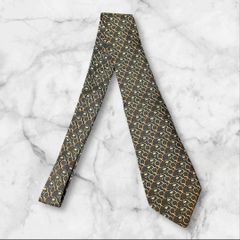 HERMES エルメス ネクタイ シルク100% キノコ柄 グリーン フランス製