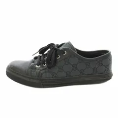 グッチ GUCCI スニーカー ローカット GGキャンバス レザー 6.5 黒 ブラック 426189 /KU