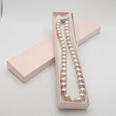 【超大粒10mm】本真珠 ネックレス ピンク系 SILVER 43cm