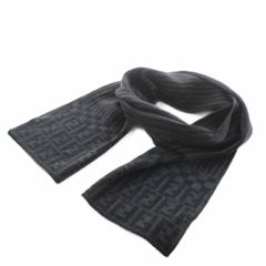 フェンディ FENDI ズッカ柄 マフラー ボーダー柄 グレー /AN5 ■OH