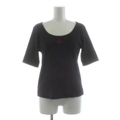 ヴィヴィアンウエストウッドレッドレーベル Vivienne Westwood RED LABEL 針抜きフライス ラウンドカラーTシャツ カットソー 五分袖 ロゴ刺繍 00 黒 ブラック 1612352003 /KU