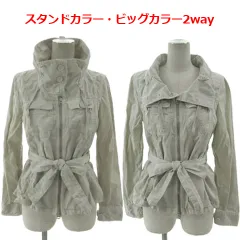 アルマーニエクスチェンジ A/X ARMANI EXCHANGE ジャケット スタンドカラー 長袖 袖ロールアップ ロゴ缶バッジ ダブルジップ リボンベルト コットン グレー系 Mのサムネイル