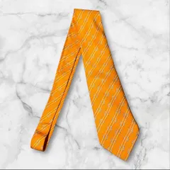 HERMES エルメス ネクタイ 馬蹄柄 オレンジ シルク フランス製