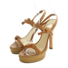 プラダ PRADA サンダル ハイヒール プラットフォーム ステッチデザイン ストラップ 36 23.0cm 茶 /MI