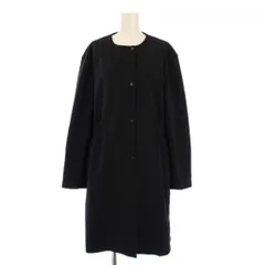 セオリーリュクス theory luxe ノーカラーコート アウター ロング丈 ストレッチ 無地 ワンカラー 38 黒 ブラック /BB