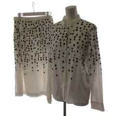 アニエスベー agnes b. セットアップ シャツ ブラウス フレアスカート ひざ丈 ドット柄 40 38 黒 ブラック 白 ホワイト /AN65