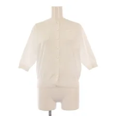 キャバン CABaN ファインポリエステル ハーフスリーブポケットカーディガン 半袖 クルーネック ストレッチ S 白 ホワイト 39020102012 /BB