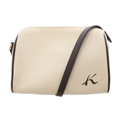 キタムラ Kitamura ショルダーバッグ レザー バイカラー Kロゴ ワンポイント アイボリー 茶 ブラウン /BB