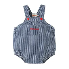 新品 [ミキハウス] ロンパース サロペット オーバーオール ロゴ 無地 日本製 男の子 女の子 ベビー キッズ ベビー服 赤ちゃん 子供服 10-1509-493 M(80-90cm) 紺×白