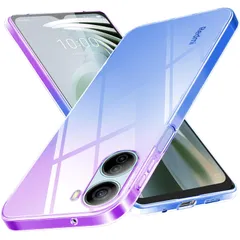 人気 軽量 擦り傷防止 黄ばみ防止 スマホケース ケース ケース グラデーション色 カメラ保護 耐衝撃 TPU 薄型 クリア ワイヤレス充電対応 用 IV 5G パープルブルー Libero ZTE 対応