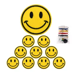 刺しゅうパッチ アイロンワッペン サムコス セット ファッション 漫画 かわいい DIY装飾 アクセサリー ぼうし バッグ 衣類 飾り (イエロー 笑顔)