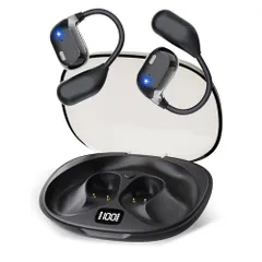 イヤホン bluetooth【2025年進化モデル！究極の装着感と極上サウンドを両立！】ワイヤレスイヤホン オープンイヤー bluetooth 5.4 耳掛け式 40長時間再生 AI通話ノイズキャンセリングマイク付き 音漏れを抑え 片耳7gの 241d8a11