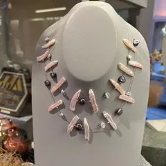 2wayフローティングネックレス　40cm &61cmビワパール フローティングネックレス マルチパール デザイネックレス