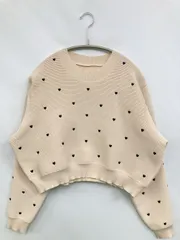 FUN ファン ニット/セーター F アイボリー 刺繍 その他総柄 ショート丈 長袖 クルーネック(丸首)