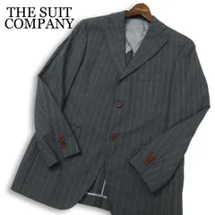 THE SUIT COMPANY スーツカンパニー super120's ウール シルク混★ ストライプ テーラード ジャケット Sz.4Drop メンズ 灰