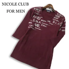 NICOLE CLUB FOR MEN ニコルクラブ フォーメン 春夏★ 綿 ロゴ 英字プリント 7分袖 カットソー Tシャツ Sz.46 メンズ