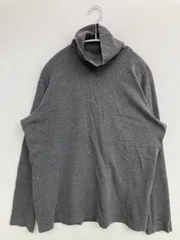 UNIQLO ユニクロ Tシャツ/カットソー L グレー 無地 ミドル丈 長袖 タートルネック/ハイネック