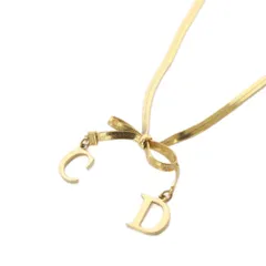クリスチャンディオール Christian Dior リボンチョーカー CDロゴネックレス ペンダント ゴールドカラー /KH ■OH