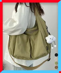 新品 ナイロンショルダーバッグ大容量トート軽量 旅行バッグ 多収納 手提げかばん 無地 シンプル 大きめ鞄【送料無料】