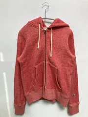 Champion チャンピオン パーカー M レッド コットン 裏起毛 無地 ワンポイント ジップアップ 長袖