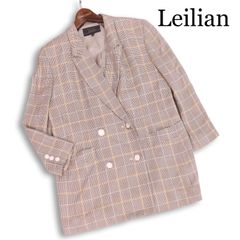 Leilian レリアン 春夏☆ 絹 シルク100％ チェック柄 ダブル